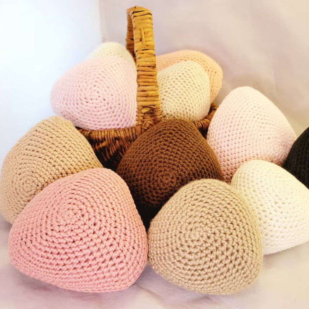 Single Crocheted Prosthetic Breast, Fake Boob, Mastectomy, Beige DD